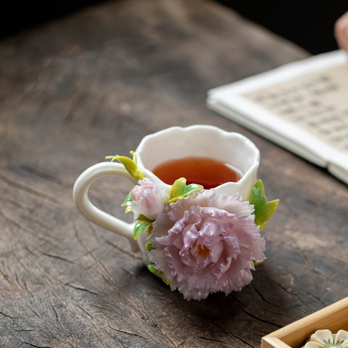 Hand-Sculpted 3D Flower Ceramic Coffee Mug
