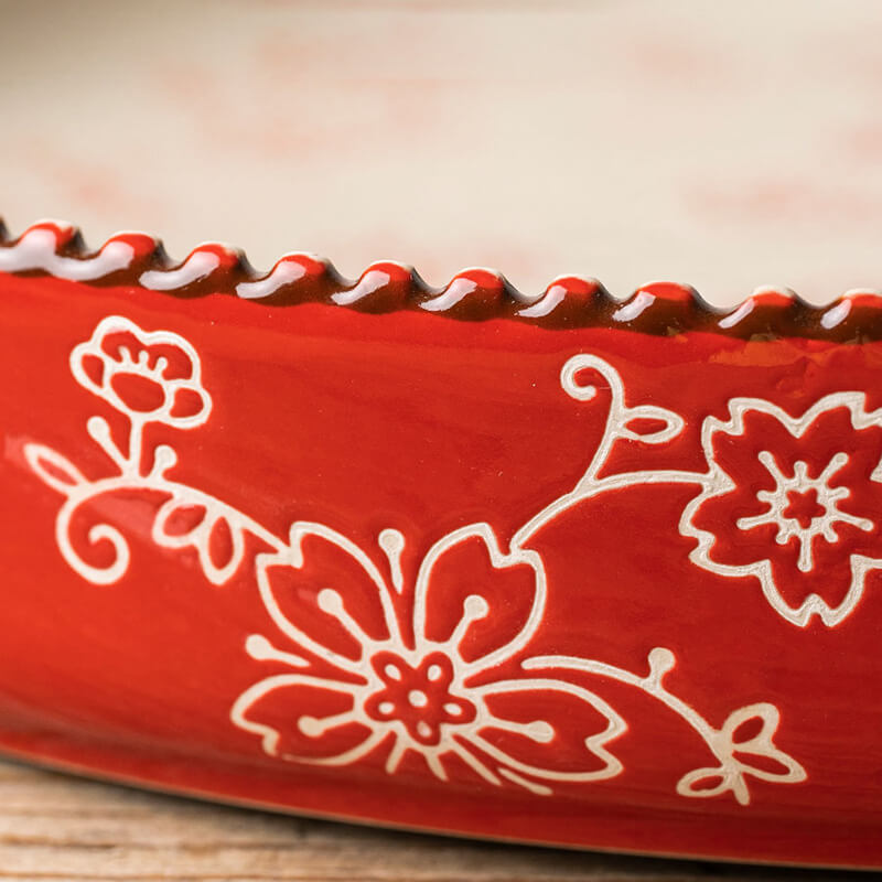 Handpainted Cherry Blossom Ceramic Baking Pan