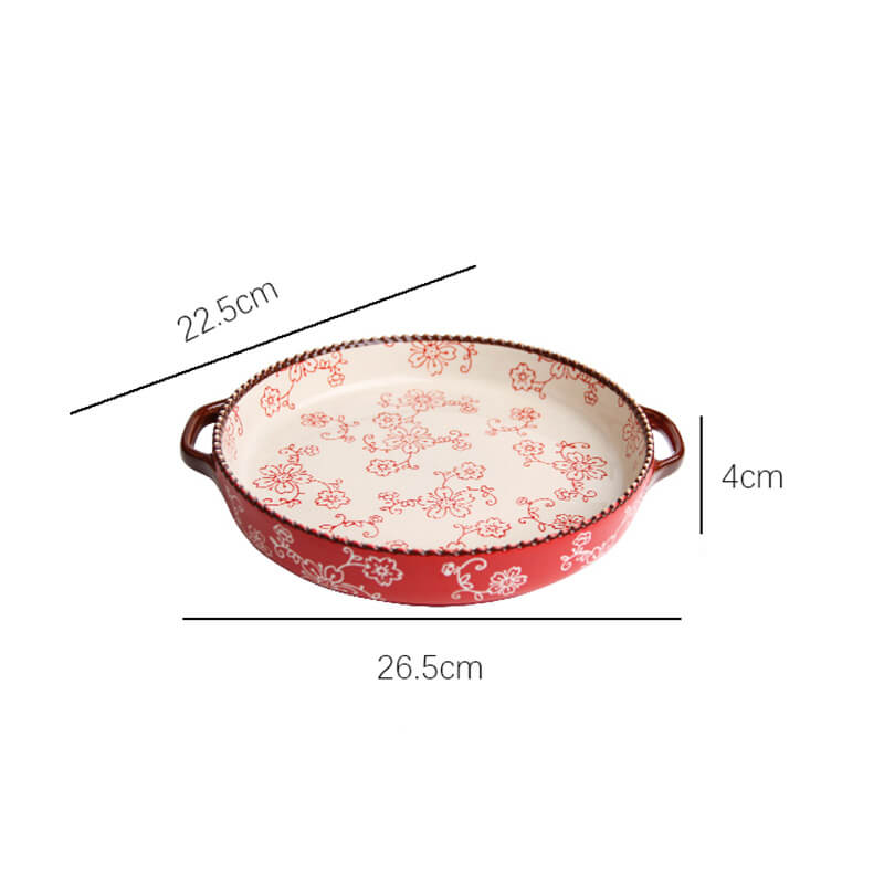 Handpainted Cherry Blossom Ceramic Baking Pan