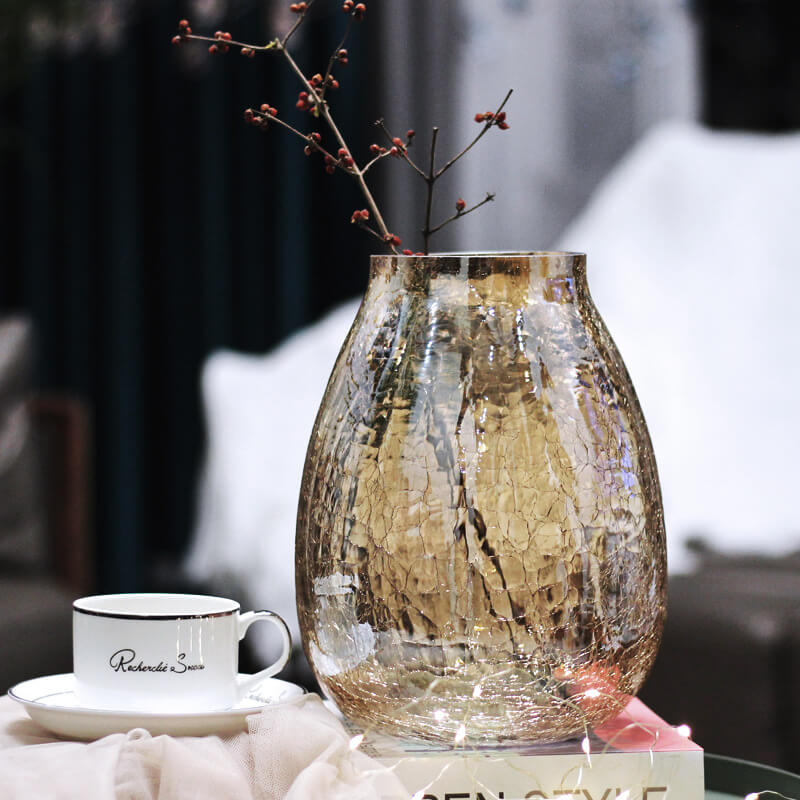 Vase en verre à fleurs de glace