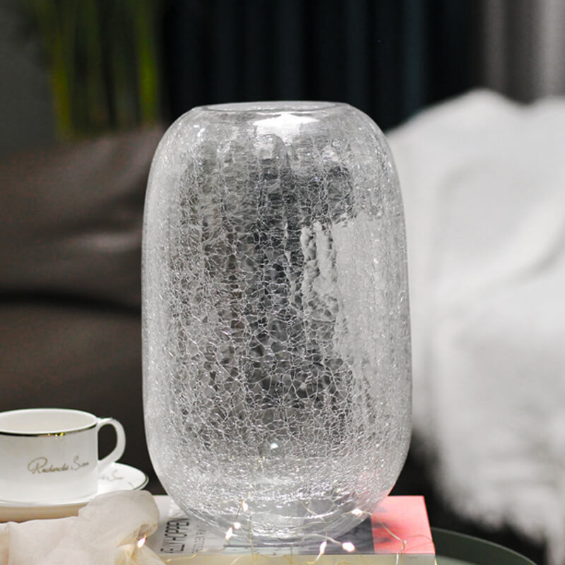 Vase en verre à fleurs de glace