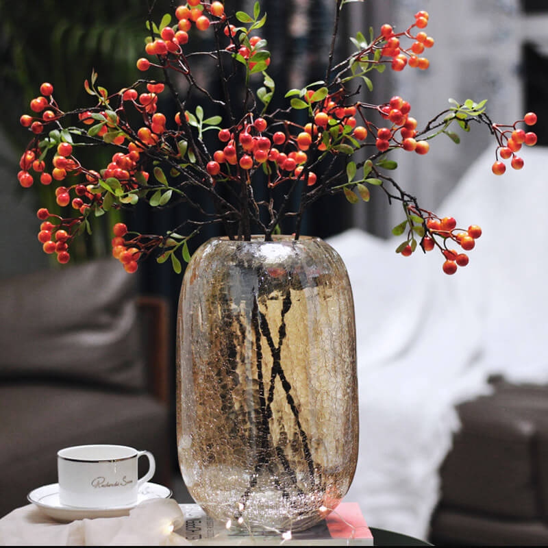 Vase en verre à fleurs de glace