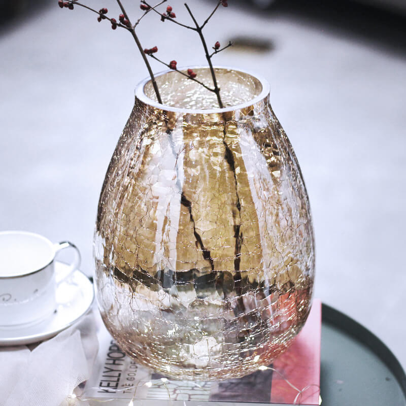 Vase en verre à fleurs de glace