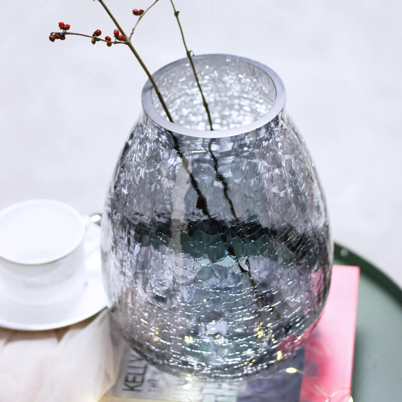 Vase en verre à fleurs de glace