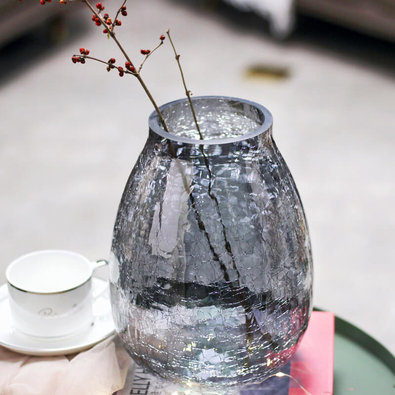 Vase en verre à fleurs de glace