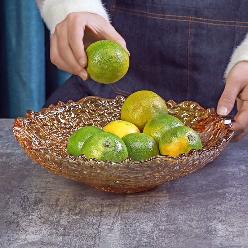 Ice Pattern Glass Fruit Plate
