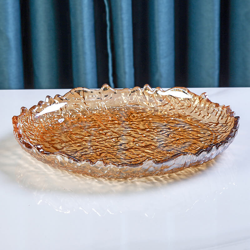 Ice Pattern Glass Fruit Plate