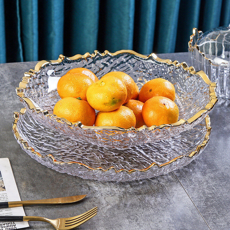 Ice Pattern Glass Fruit Plate