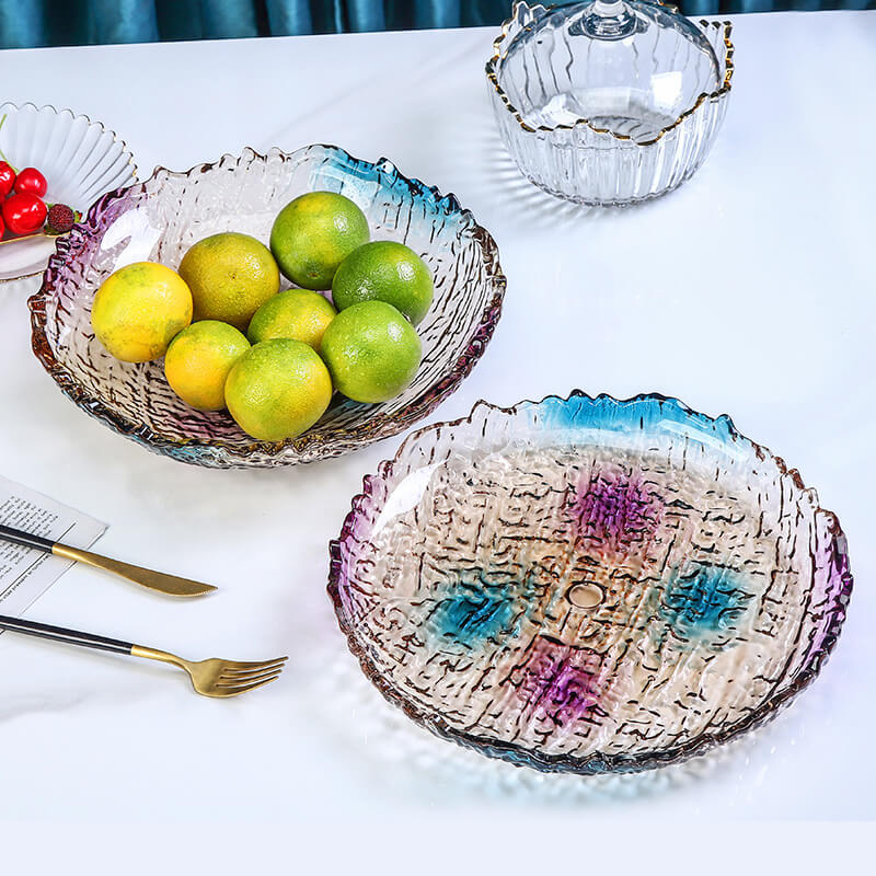 Ice Pattern Glass Fruit Plate