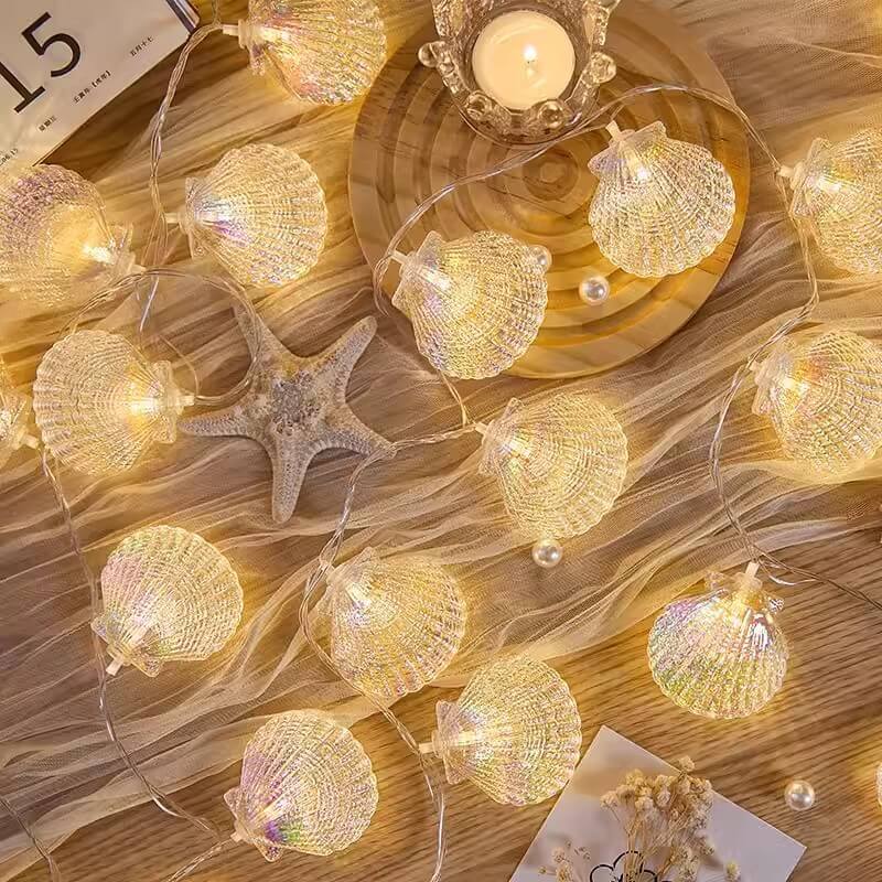 Romantische fluoreszierende LED-Lichterkette mit Muscheln