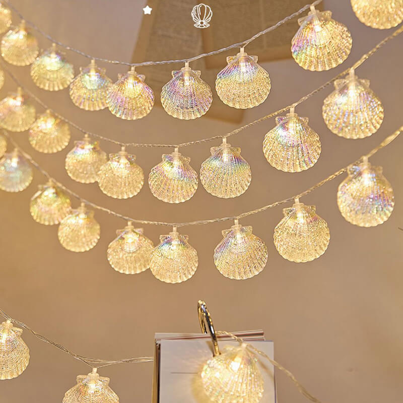 Romantische fluoreszierende LED-Lichterkette mit Muscheln