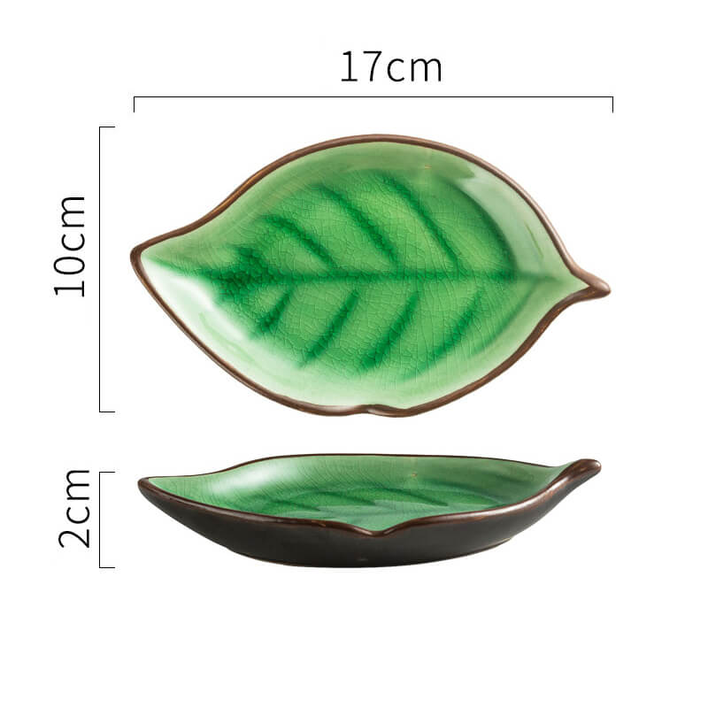 Leaf Cracked Ceramic Snack Plate