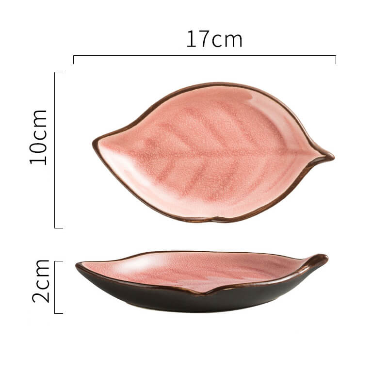 Leaf Cracked Ceramic Snack Plate