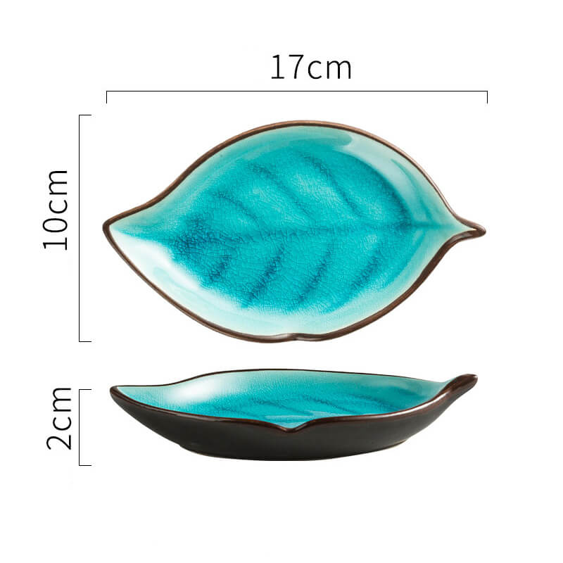 Leaf Cracked Ceramic Snack Plate