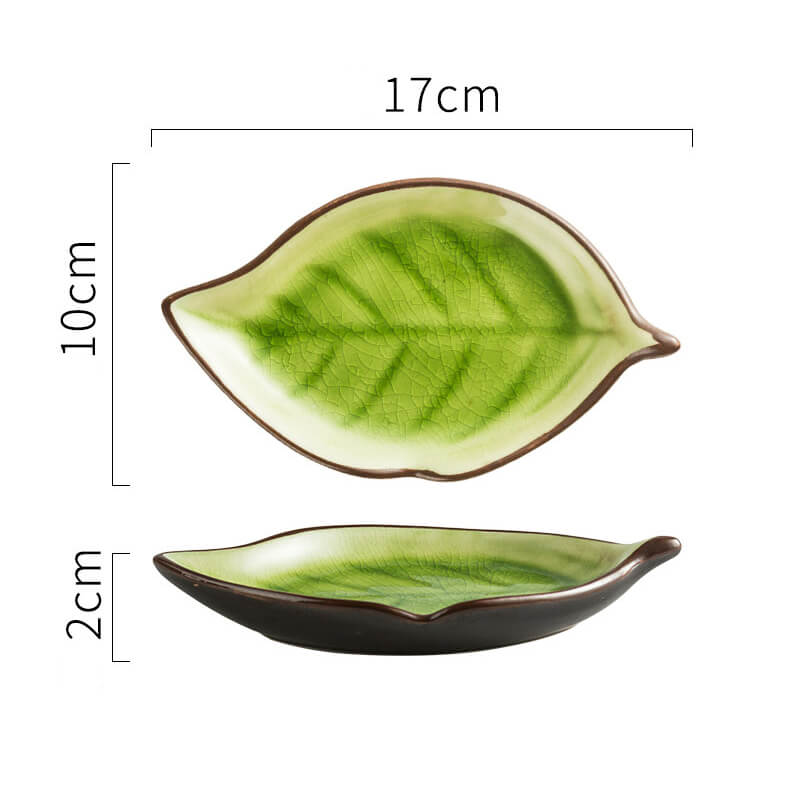 Leaf Cracked Ceramic Snack Plate