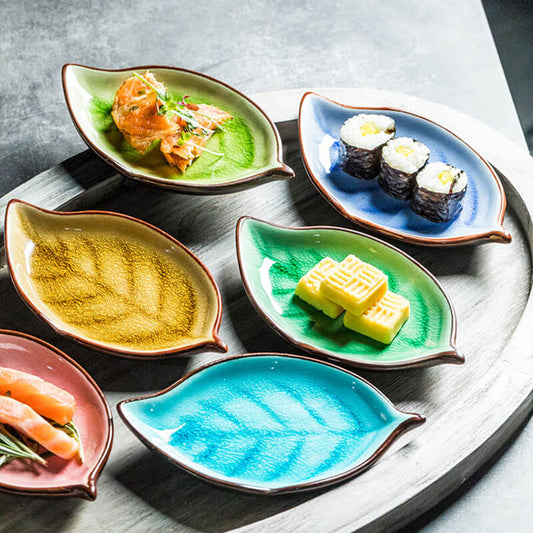 Leaf Cracked Ceramic Snack Plate