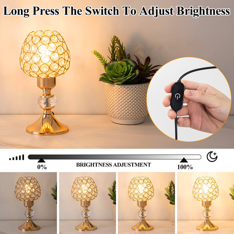 Light Luxury Golden Crystal Table Lamp