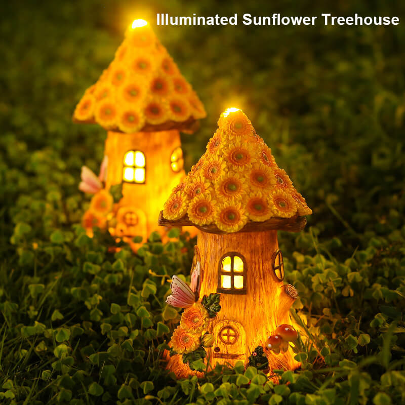 Beleuchtetes Sonnenblumen-Baumhaus