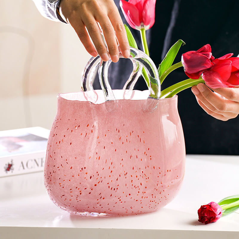 Vase de sac à main en verre léger et luxueux