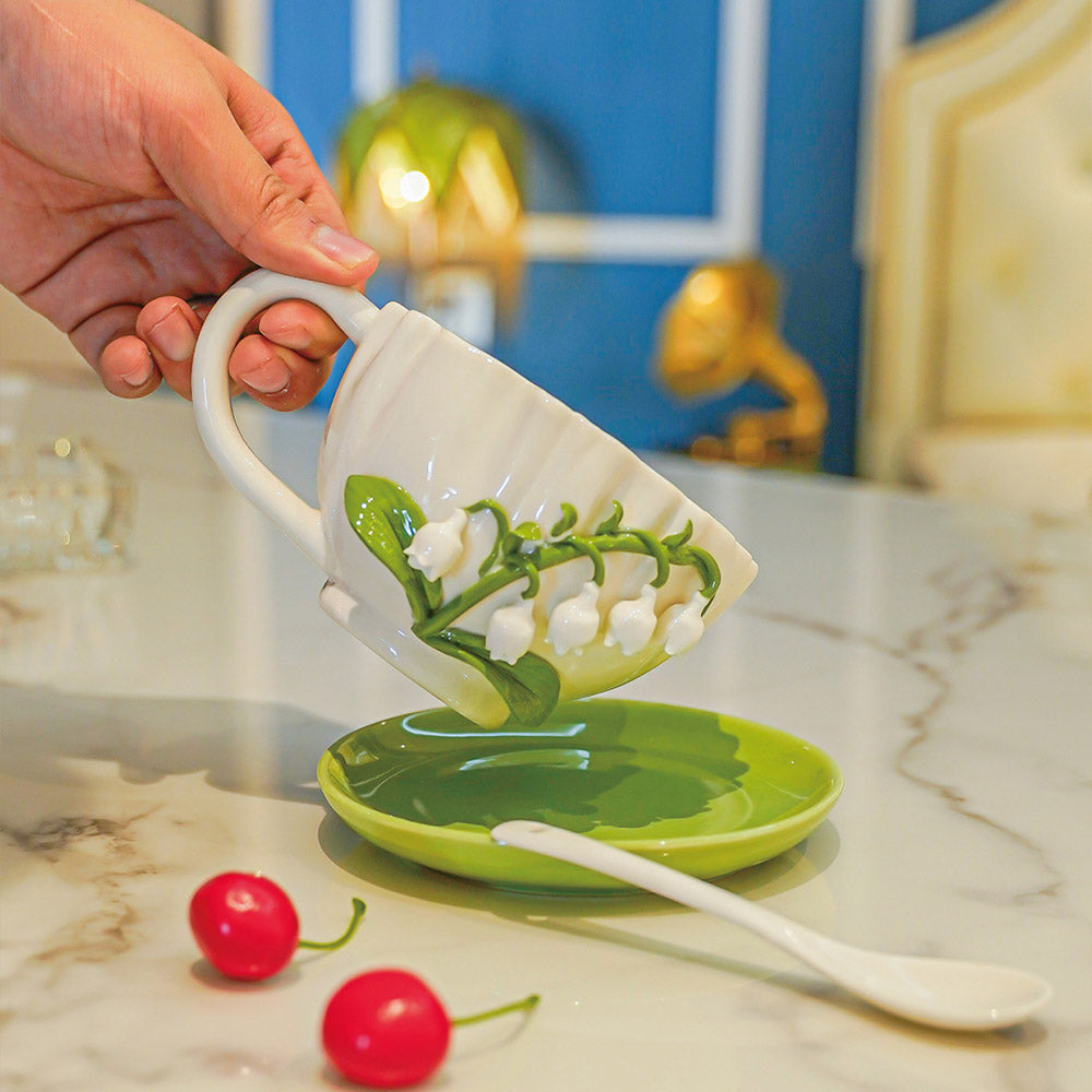 Lily-of-the-Valley Ceramic Coffee Cup
