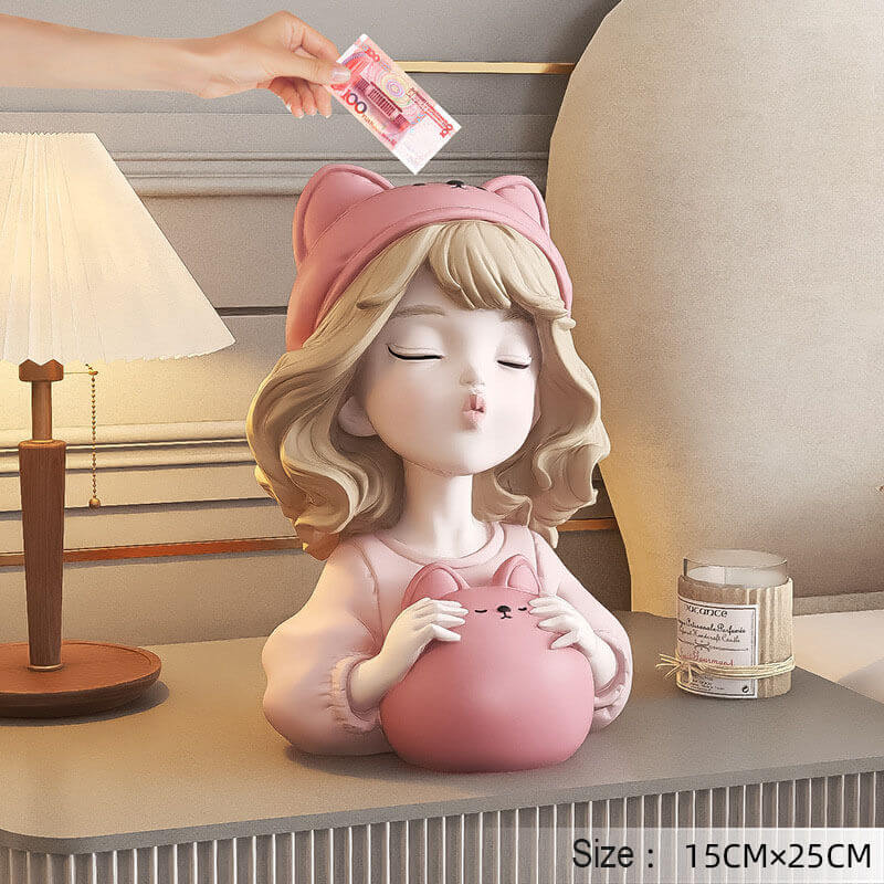 Tirelire en forme de petite fille ourse