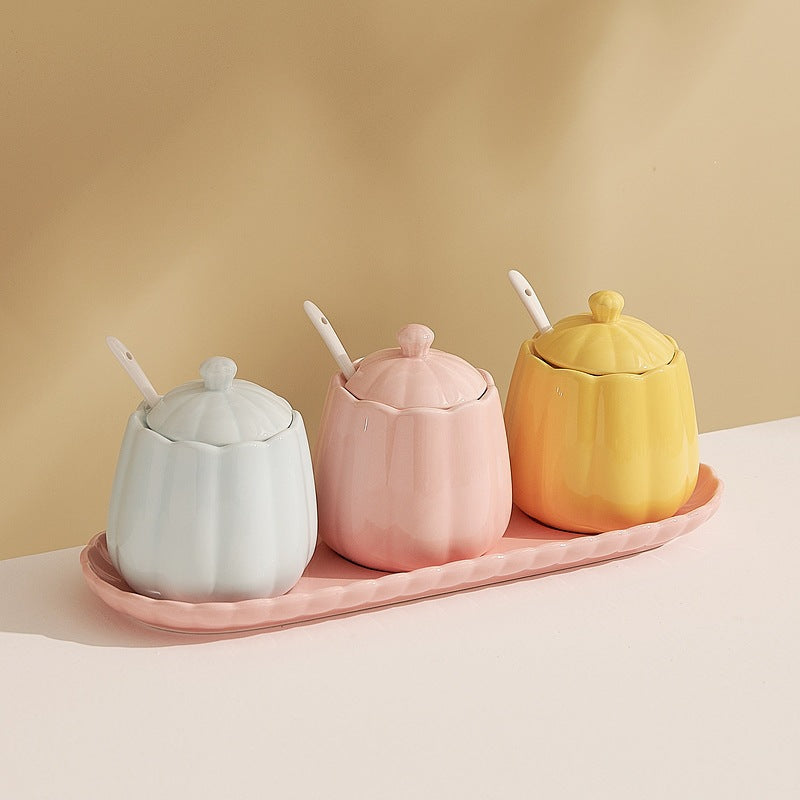 Macaron-Colored Ceramic Condiment Jars