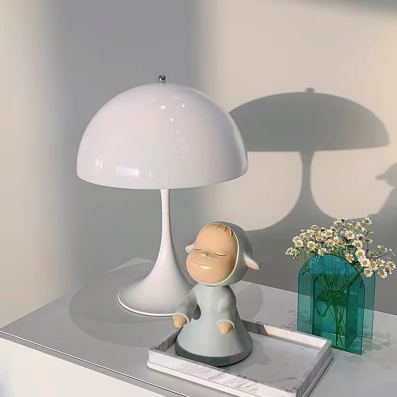 Lampe de table romantique en forme de champignon blanc