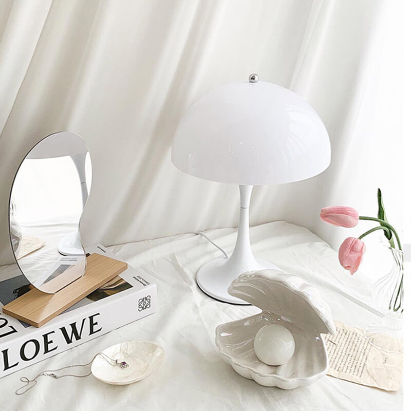 Lampe de table romantique en forme de champignon blanc