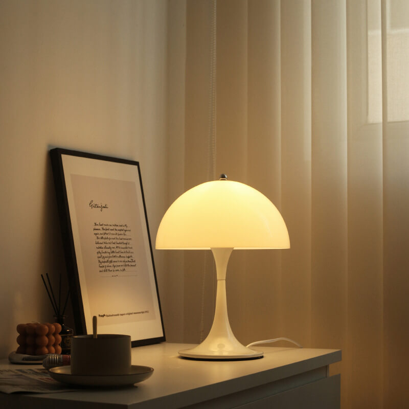 Lampe de table romantique en forme de champignon blanc