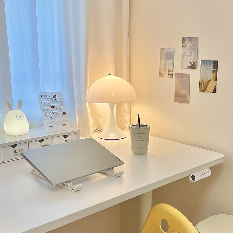 Lampe de table romantique en forme de champignon blanc