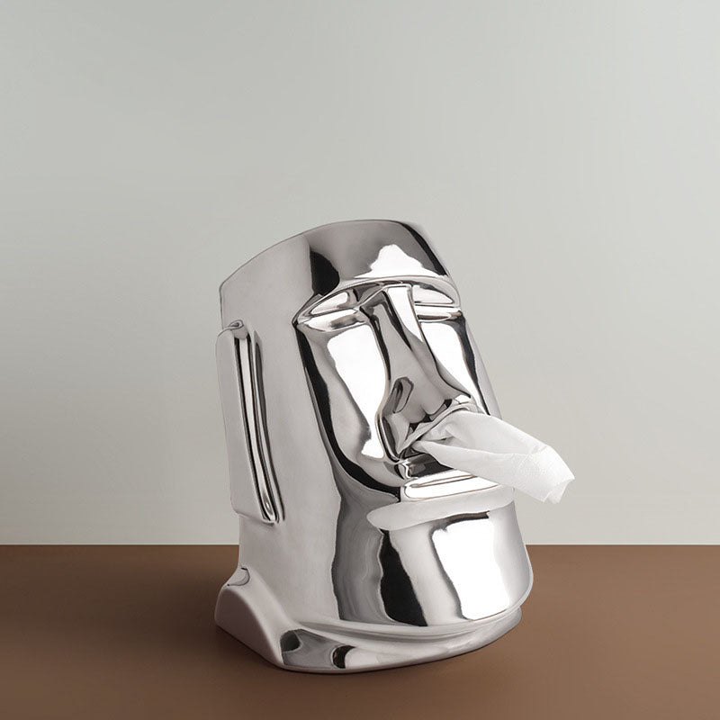 Moai Statue Ceramic Tissue Box