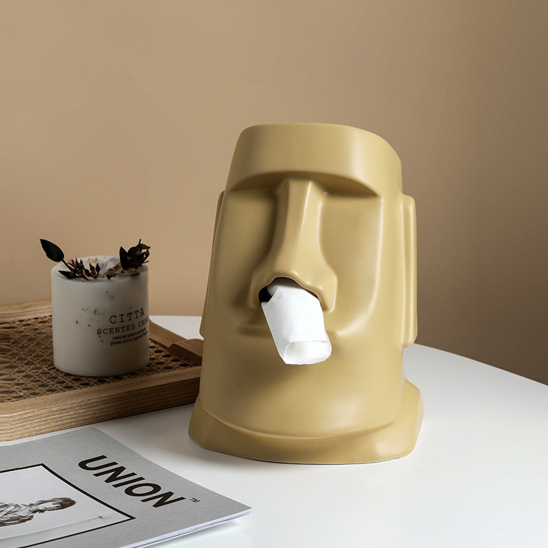 Moai Statue Ceramic Tissue Box