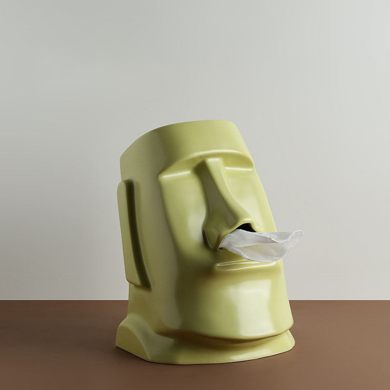 Moai Statue Ceramic Tissue Box