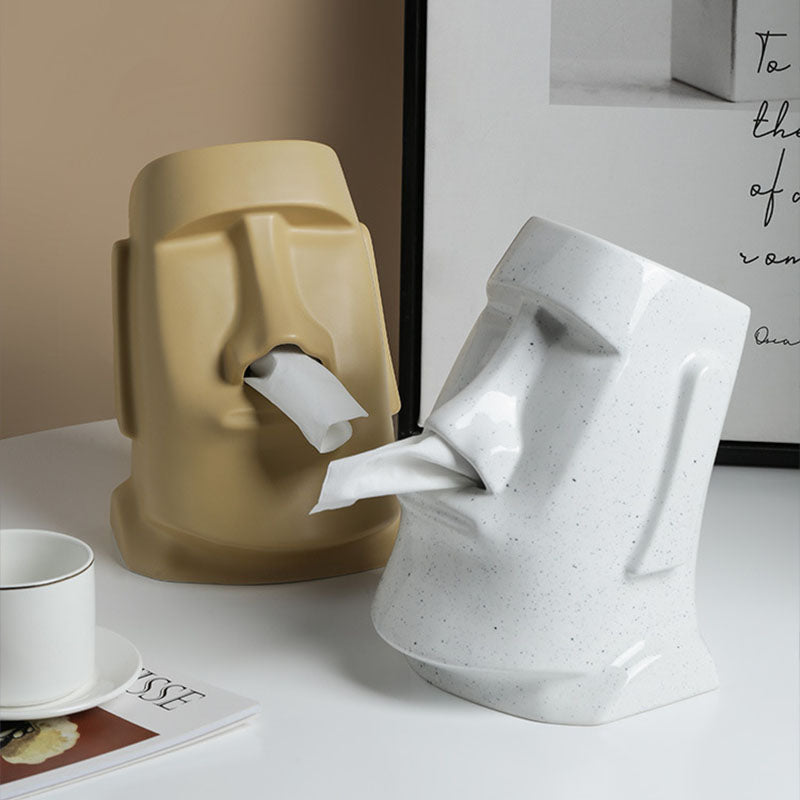 Moai Statue Ceramic Tissue Box