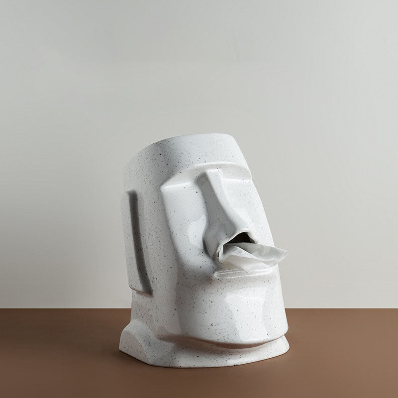 Moai Statue Ceramic Tissue Box