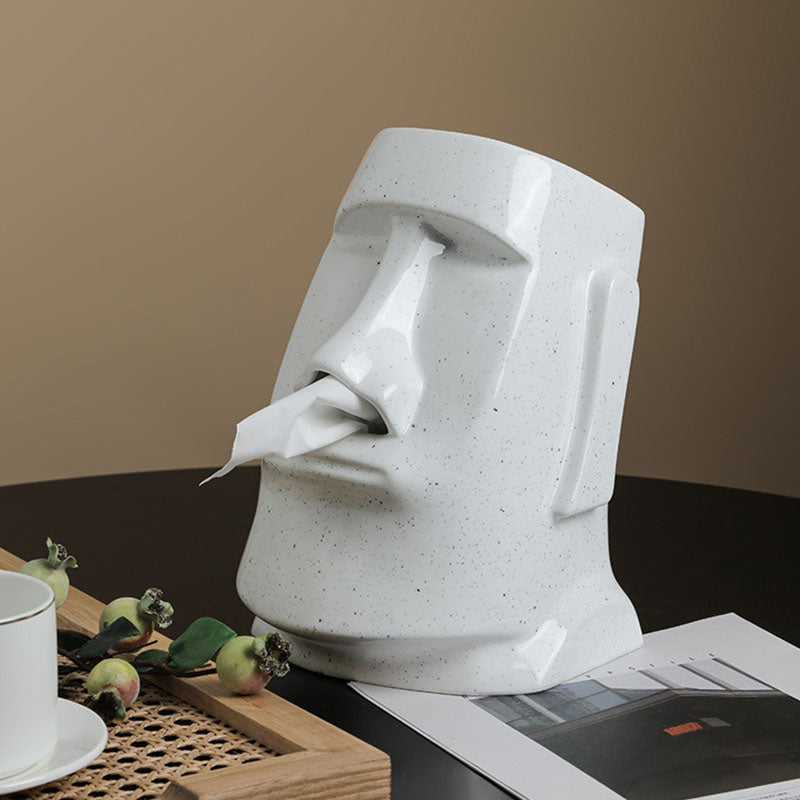 Moai Statue Ceramic Tissue Box