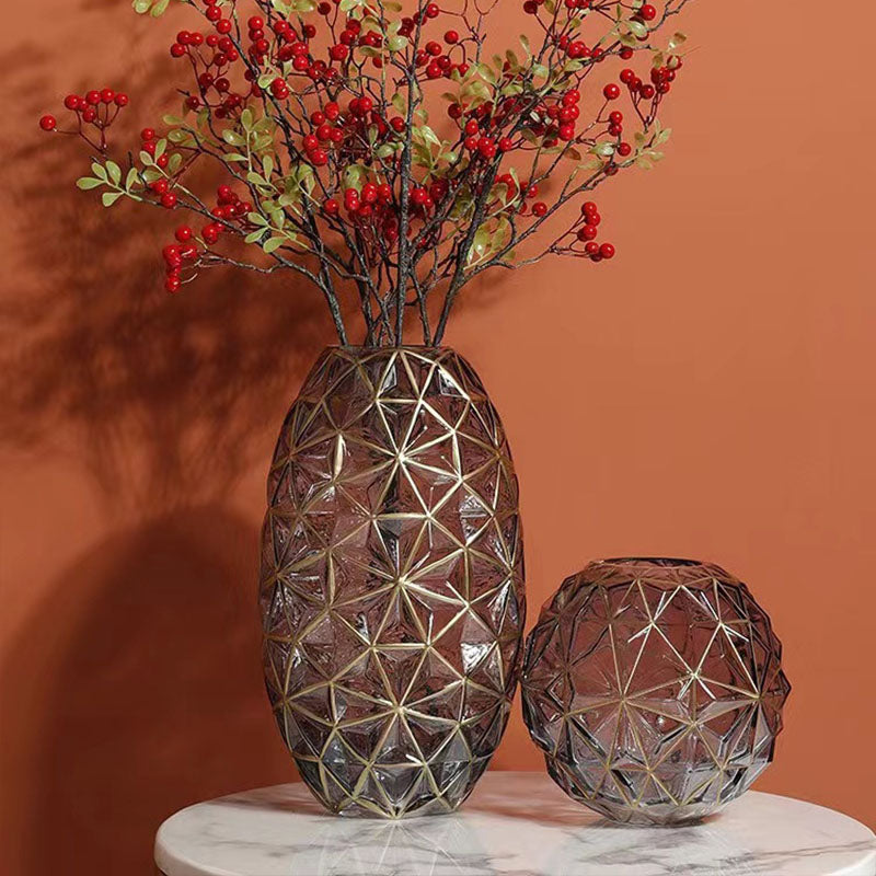 Creative Hydrangea Gold-Painted Glass Vase