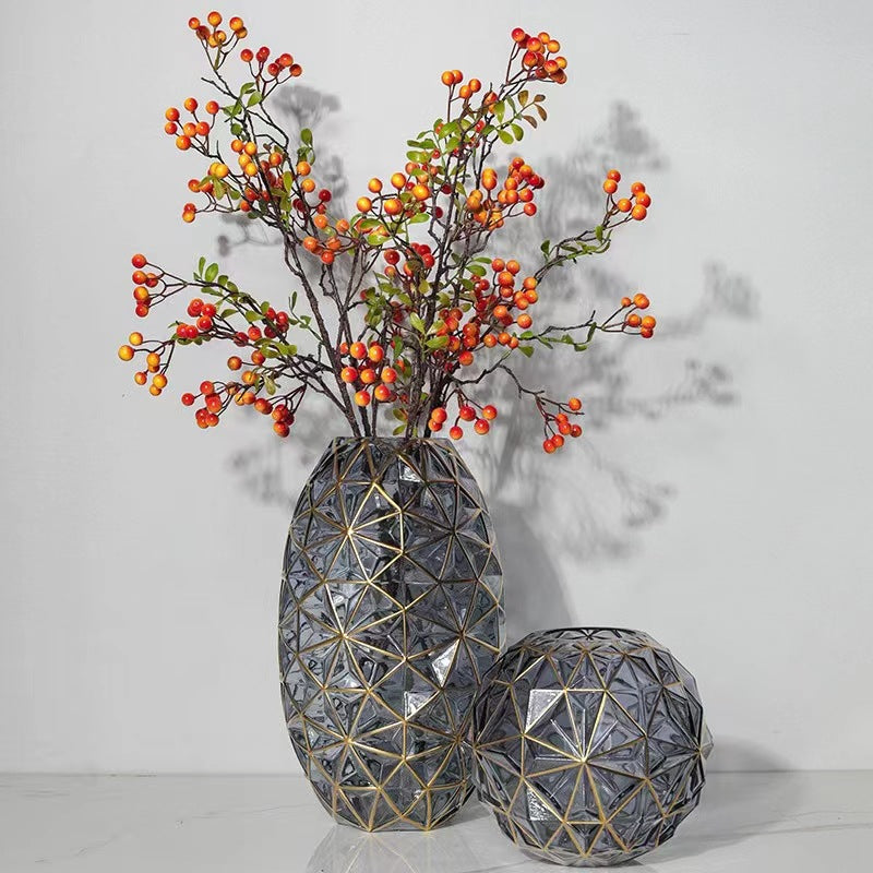 Creative Hydrangea Gold-Painted Glass Vase
