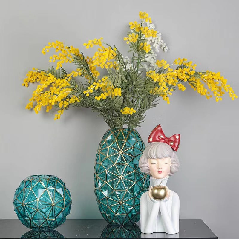 Creative Hydrangea Gold-Painted Glass Vase