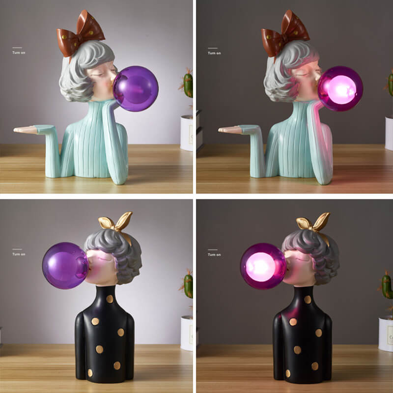 Farbenfrohe, elegante Tischlampe aus Kunstharz für Mädchen