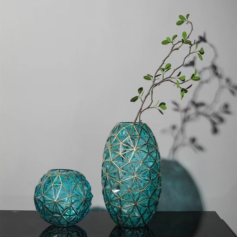 Creative Hydrangea Gold-Painted Glass Vase