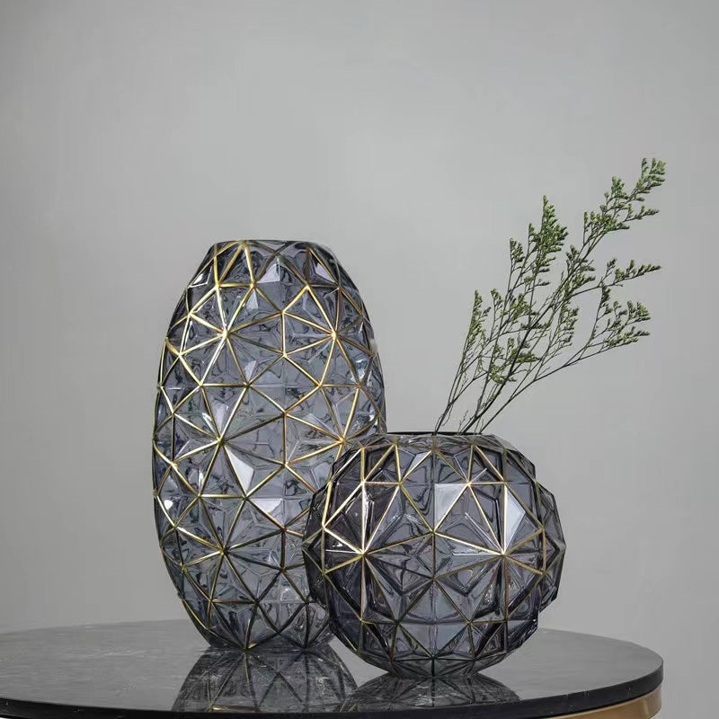 Creative Hydrangea Gold-Painted Glass Vase