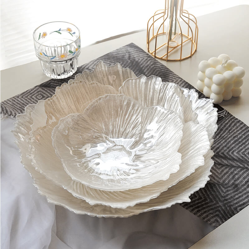 Pearlescent Flower-Shaped Glass Storage