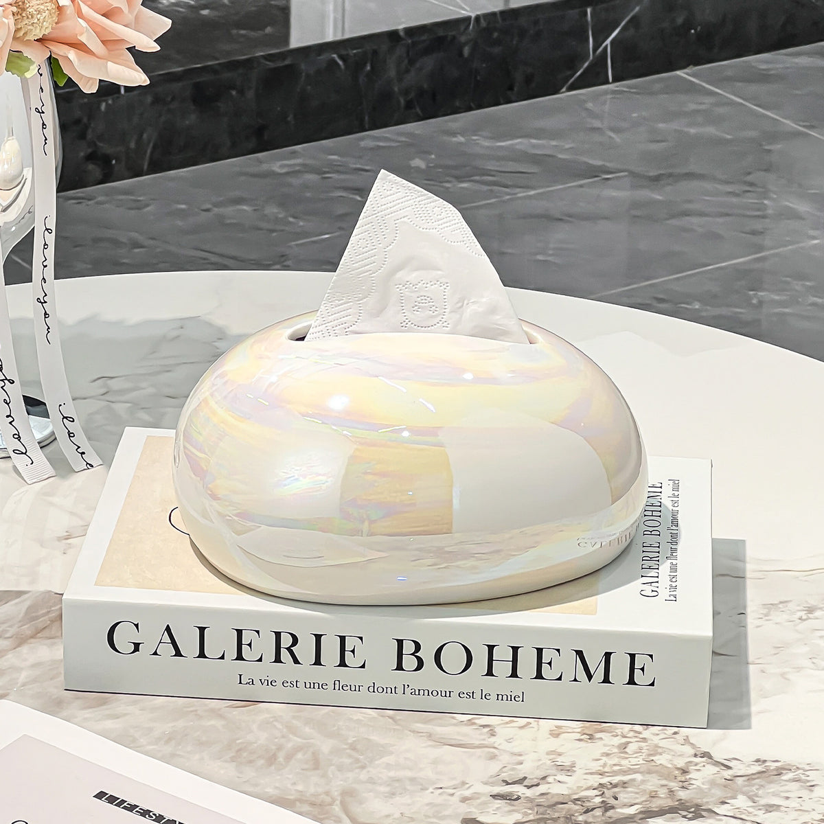 Pebble Ceramic Tissue Box