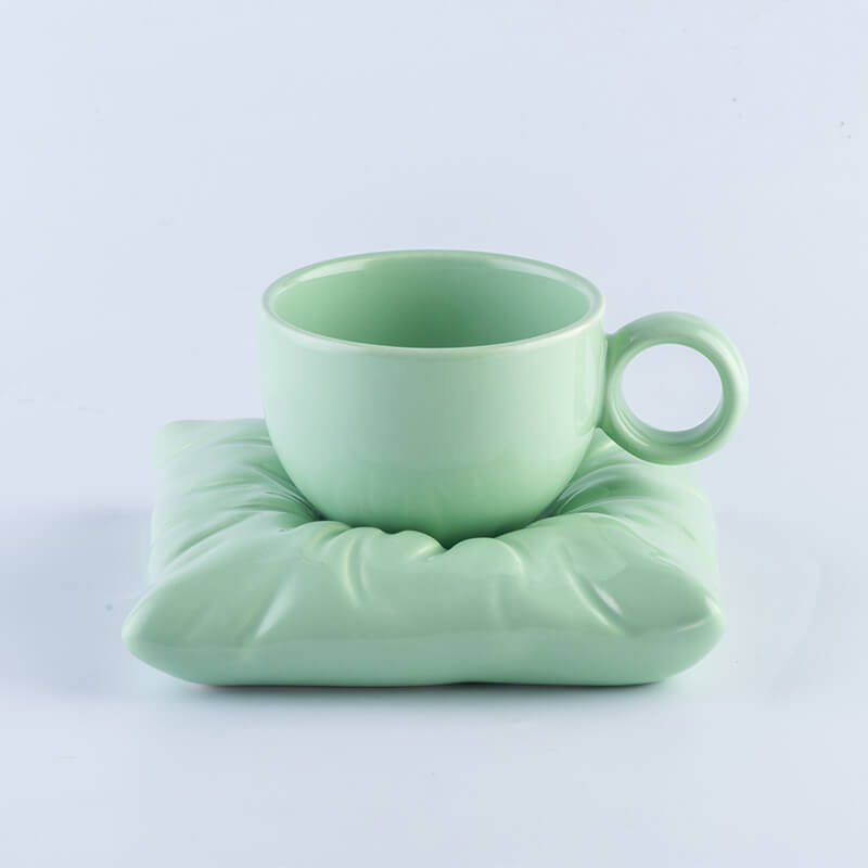 Pillow Ceramic Cup and Saucer