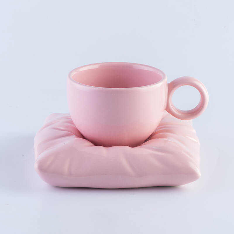 Pillow Ceramic Cup and Saucer