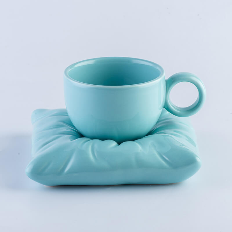 Pillow Ceramic Cup and Saucer
