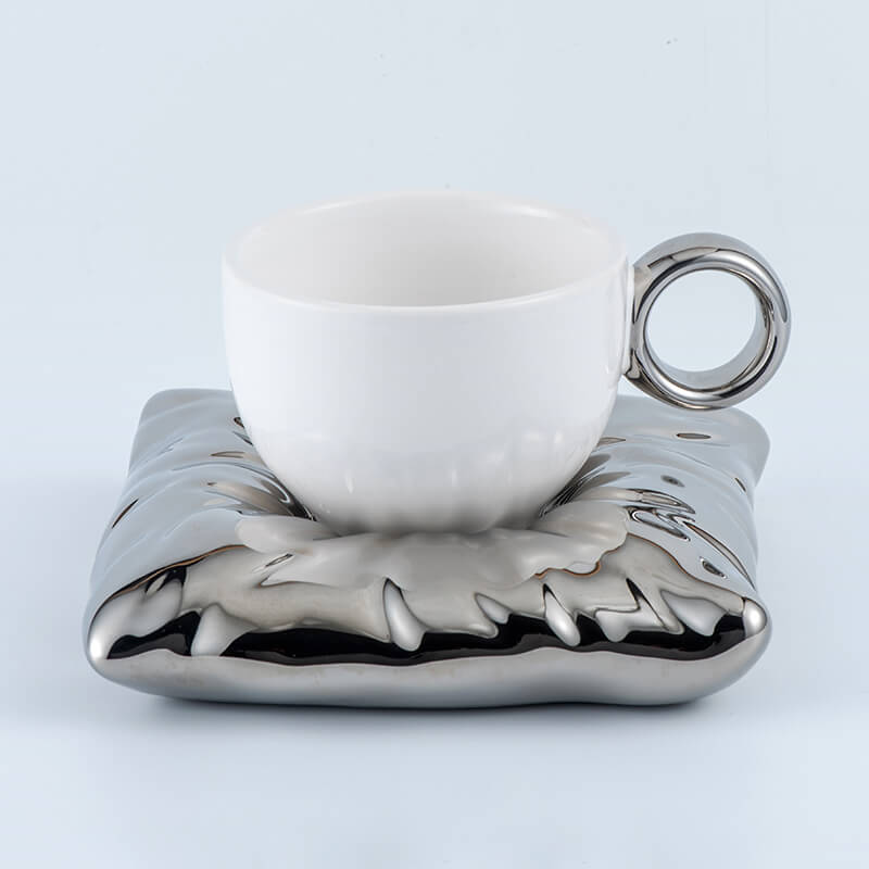 Pillow Ceramic Cup and Saucer