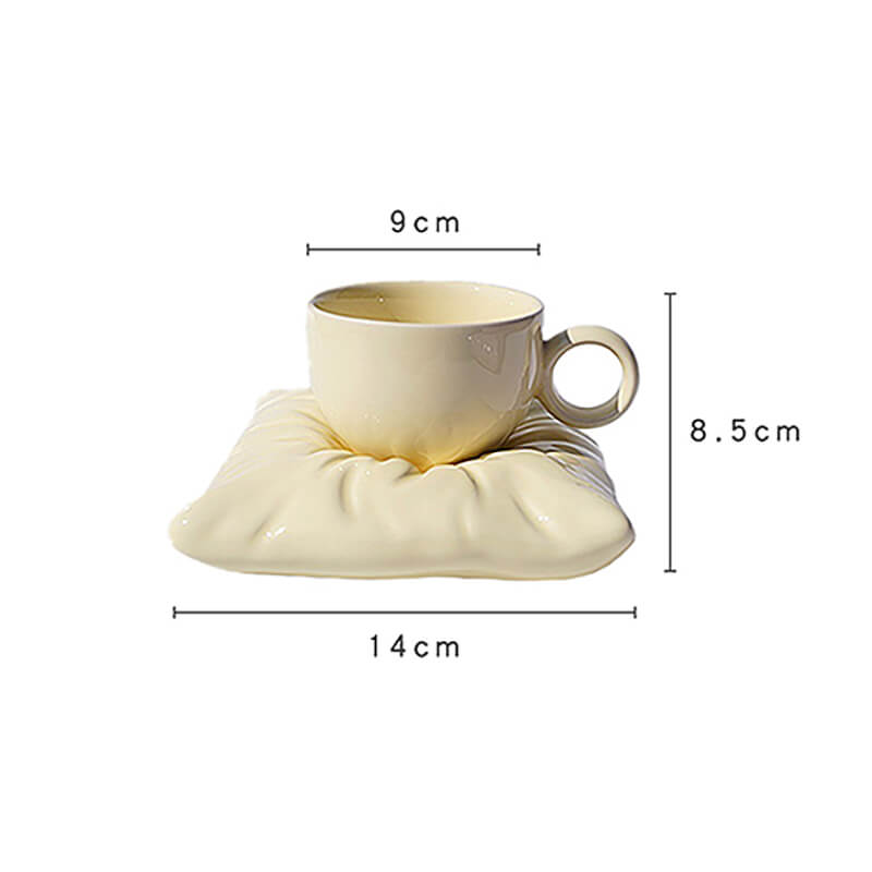 Pillow Ceramic Cup and Saucer