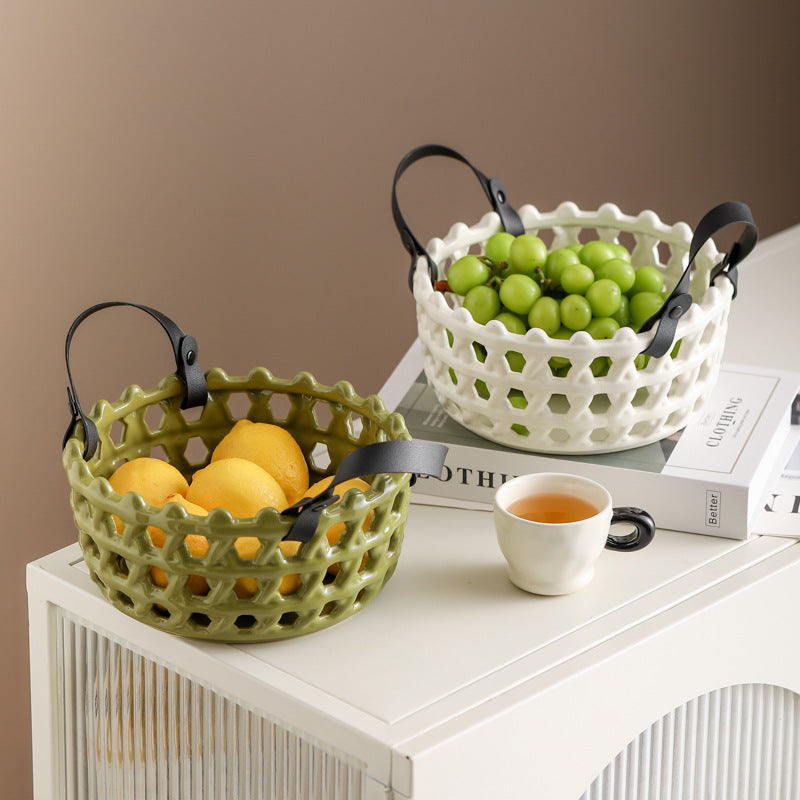 Rattan Ceramic Fruit Basket